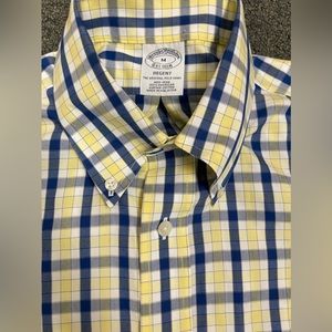 Brooks Brothers Regent Original Polo Shirt Blue & Yellow Multi-Check (Men’s M)